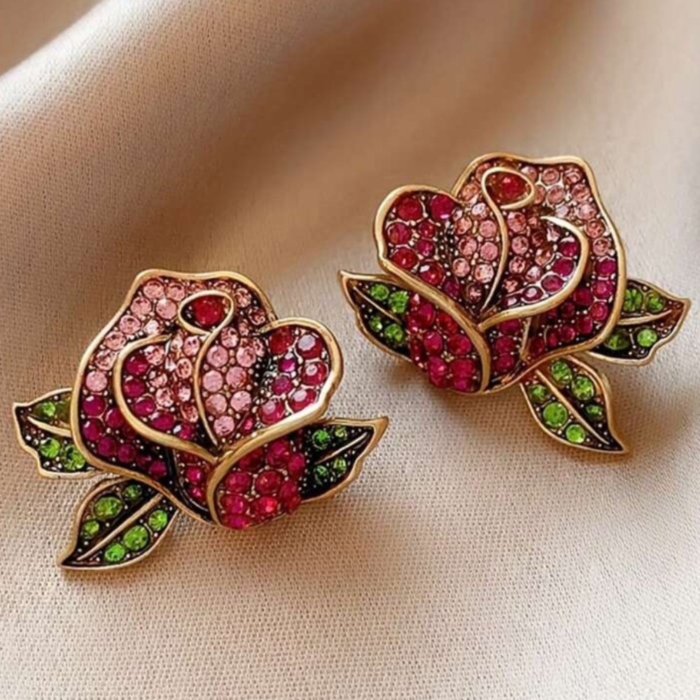 Cubic Zirconia Rose Earrings